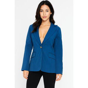 AND NOW THIS Oversized Single-Breasted Blazer Navy Women's Size L